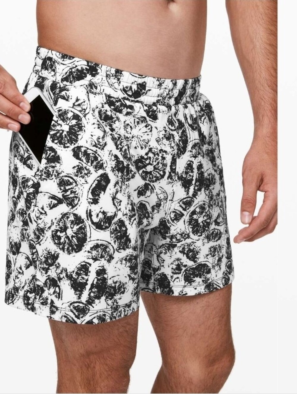 Lululemon Channel Cross Swim Short 5" Citrus Crush White Black Size XL
